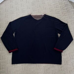 Tommy Bahama Dark Blue V-Neck Sweater with Burgundy Details